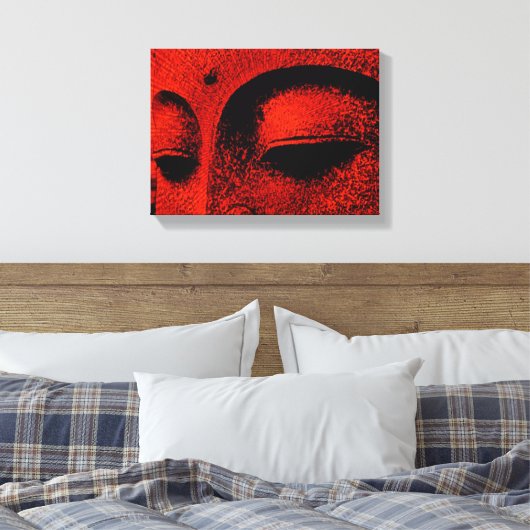 Red Buddha Wrapped Canvas Afdruk (Insitu (Slaapkamer))