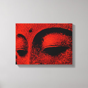 Red Buddha Wrapped Canvas Afdruk