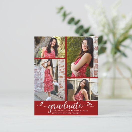 Red Budget Afstuderen 4 Uitnodiging voor Photo Scr (Staand voorkant)