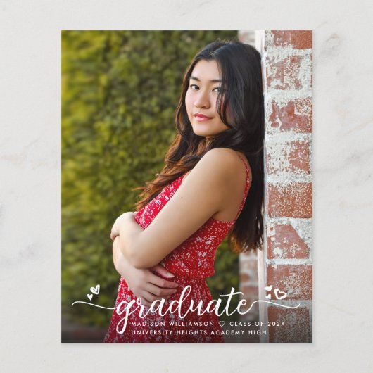 Red Budget Photo Afstuderen Script Invitation Bold (Voorkant)