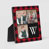 Red Buffalo Check 3 Photo Collage Monogram Fotoplaat (Voorkant)