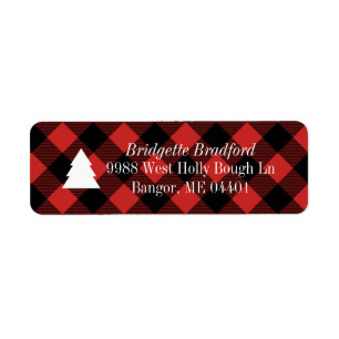 Red Buffalo Check Christmas Tree Retouradres Etiket