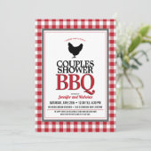Red Buffalo Check Couples Weddenschap Shower BBQ Kaart (Staand voorkant)
