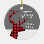 Red Buffalo Check Deer Aangepast jaar Mannen Keramisch Ornament (Voorkant)
