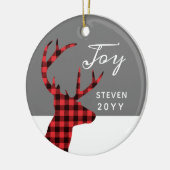 Red Buffalo Check Deer Aangepast jaar Mannen Keramisch Ornament (Links)