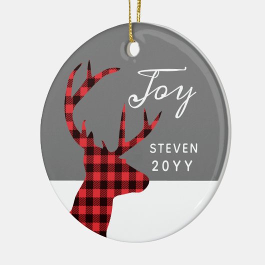 Red Buffalo Check Deer Aangepast jaar Mannen Keramisch Ornament (Links)