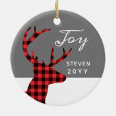Red Buffalo Check Deer Aangepast jaar Mannen Keramisch Ornament (Achterkant)