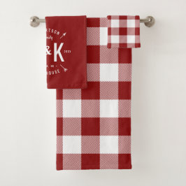 Red Buffalo Check en boerderij Pijl Monogram Bad Handdoek