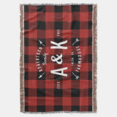 Red Buffalo Check en boerderij Pijl Monogram Deken (Voorkant Verticaal)