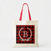 Red Buffalo Check Gingham Monogram Tote Bag (Voorkant)