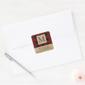 Red Buffalo Check Monogram Retouradres Vierkante Sticker (Envelop)