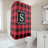 Red Buffalo Check Monogramed Shower Curtain Douchegordijn (In situ)