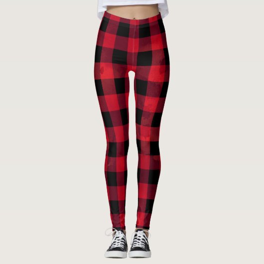 Red Buffalo Check Pattern Leggings (Voorkant)