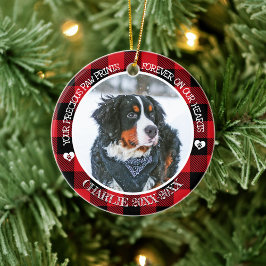 Red Buffalo Check Pet Foto Memorial Porcelain Keramisch Ornament
