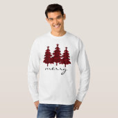 Red Buffalo Check Pine Trees Merry T-shirt (Voorkant volledig)
