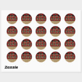 Red Buffalo Check Plaid Brown Kraft Retouradres Ronde Sticker (Vel)