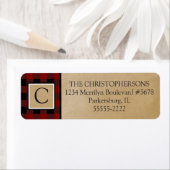 Red Buffalo Check Plaid | Monogram kraftpapier Etiket (Insitu)