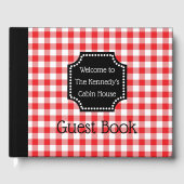 Red Buffalo Check Plaid Welkom in onze hut Gastenboek (Voorkant)
