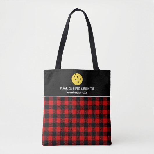 Red Buffalo Check Pset Custom Pickleball Paddle Tote Bag (Voorkant)