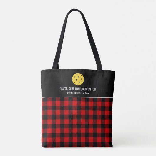 Red Buffalo Check Pset Custom Pickleball Paddle Tote Bag (Achterkant)