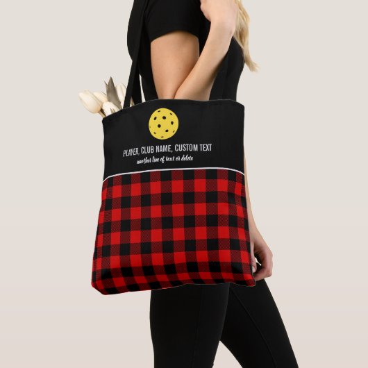 Red Buffalo Check Pset Custom Pickleball Paddle Tote Bag (Dichtbij)