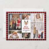 Red Buffalo Check Reindedarfoto kerstmis Feestdagenkaart (Voorkant)