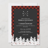 Red Buffalo Check Rustic Arrow Monogram Weddenscha Kaart (Voorkant)
