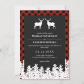 Red Buffalo Check Rustic Deer Bucks Weddenschap Kaart (Voorkant)