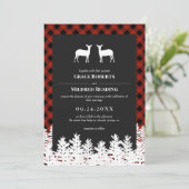 Red Buffalo check Rustic Deer doet lesbische bruil Kaart (Staand voorkant)