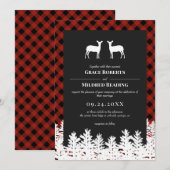 Red Buffalo check Rustic Deer doet lesbische bruil Kaart (Voorkant / Achterkant)