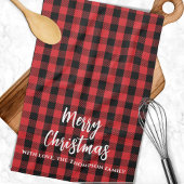 Red Buffalo Check Vrolijk Kerstfeest Theedoek