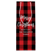 Red Buffalo Check Vrolijk Kerstfeest Wijn Cadeautas (Achterkant)