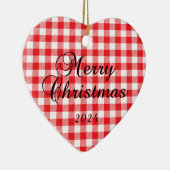 Red Buffalo Check Vrolijk Kerstpaar Foto Keramisch Ornament (Rechts)