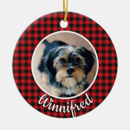 Red Buffalo cheque persoonlijke foto kerstmis foto Keramisch Ornament