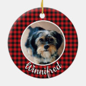 Red Buffalo cheque persoonlijke foto kerstmis foto Keramisch Ornament (Achterkant)