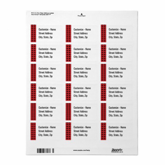 Red Buffalo Controleer mailing Etiket (Full Sheet)