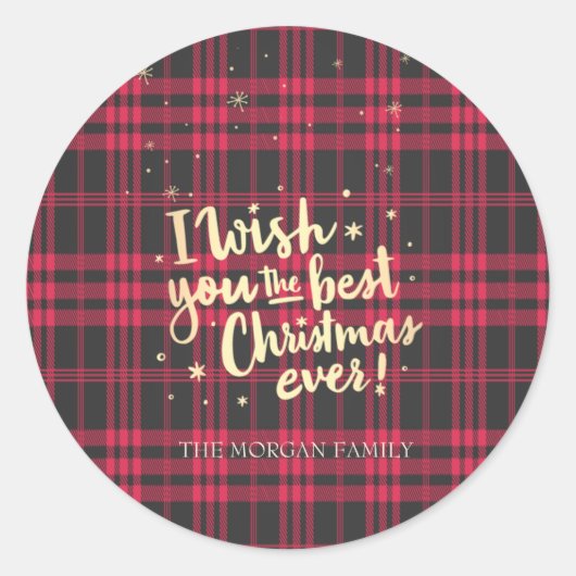 Red Buffalo ik wens je het beste kerstfeest ooit. Ronde Sticker (Voorkant)