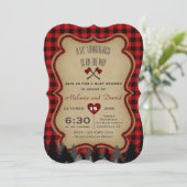 Red Buffalo Little Lumberjack Baby shower Invite Kaart (Staand voorkant)