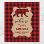 Red Buffalo Lumberjack Birthday Party Wijn Etiket (Enkel label)