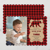 Red Buffalo Lumberjack Foto Birthday Party Kaart (Voorkant / Achterkant)