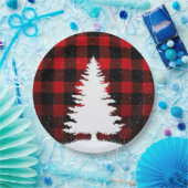 Red Buffalo Merry Christmas Paper Plates Papieren Bordje (Feest)