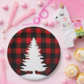 Red Buffalo Merry Christmas Paper Plates Papieren Bordje (Feest)