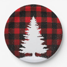 Red Buffalo Merry Christmas Paper Plates
