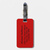 Red Buffalo met aangepast monogram Bagagelabel (Achterkant verticaal)