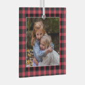 Red Buffalo met kerstfoto keramisch sieraad Glas Ornament (Voorkant Rechts)