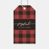 Red Buffalo met vrolijk kerstscript Cadeaulabel (Voorkant)