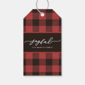 Red Buffalo met vrolijk kerstscript Cadeaulabel (Achterkant)