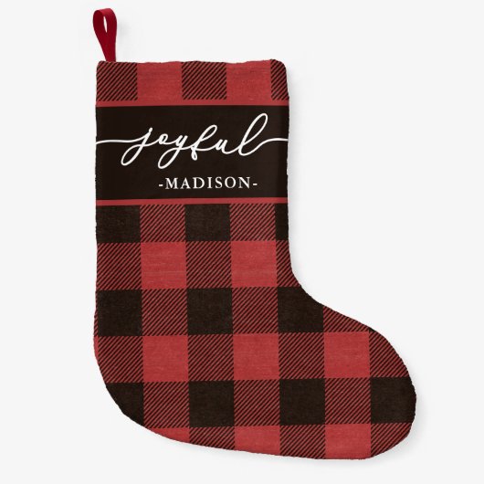 Red Buffalo met vrolijk kerstscript Kleine Kerstsok (Voorkant)