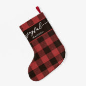 Red Buffalo met vrolijk kerstscript Kleine Kerstsok (Achterkant (Hangend))