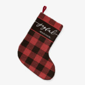 Red Buffalo met vrolijk kerstscript Kleine Kerstsok (Voorkant (Hangend))